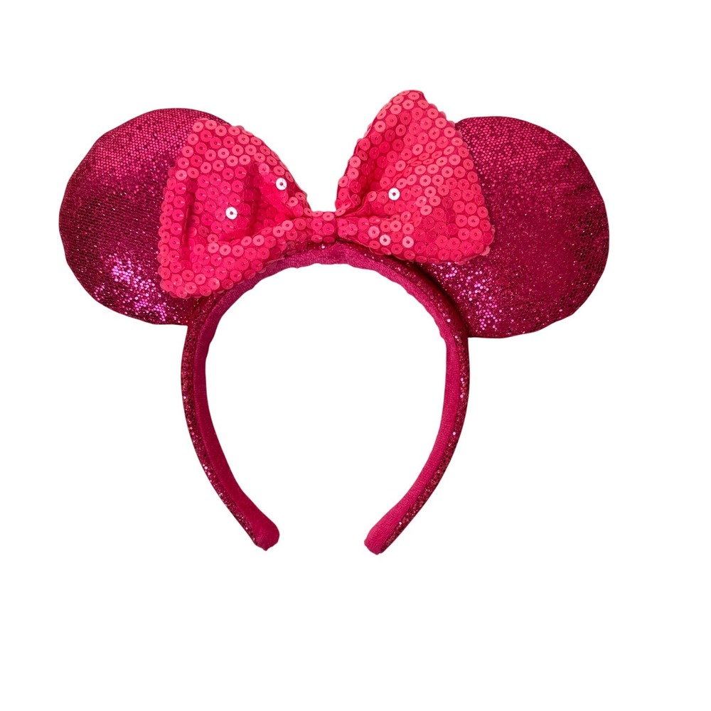 Magenta Pink Sequin Minnie Mouse Ears - Picture 2 of 3